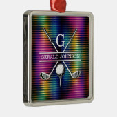 カスタムメタリックカラフルゴルフモノグラムデザイン メタルオーナメント (右)