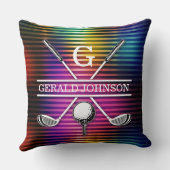 カスタムメタリックカラフルゴルフモノグラムデザインThro クッション (裏面)