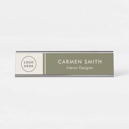 カスタムメタルデスクエグゼクティブグリーン机用ネームプレート デスクネームプレート (正面)