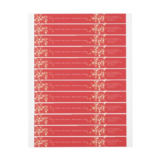 カスタムメッセージのクリスマスラきらめくイツアドレス ラップアラウンドラベル (シート)