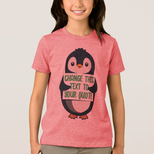 カスタムメッセージの看板を持つペンギン トライブレンドTシャツ (正面)