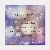 カスタムメッセージやる気を起こさせるパープルグリッター マグネット (正面)