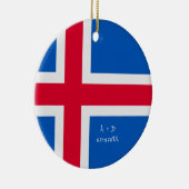 カスタムメッセージアイスランド国旗 セラミックオーナメント (右)