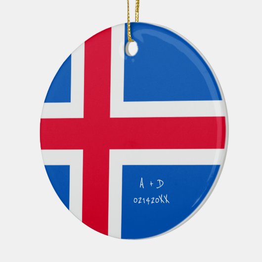 カスタムメッセージアイスランド国旗 セラミックオーナメント (左)