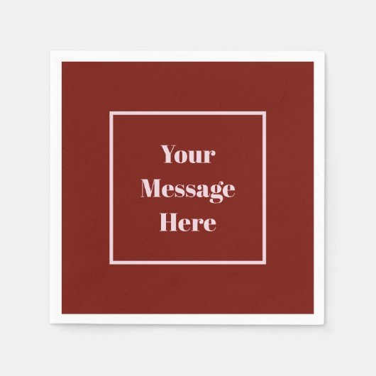 カスタムメッセージクランベリーとライトピンクパーティー スタンダードカクテルナプキン (正面)