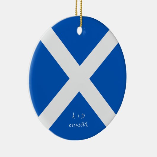 カスタムメッセージスコットランドフラグ セラミックオーナメント (右)