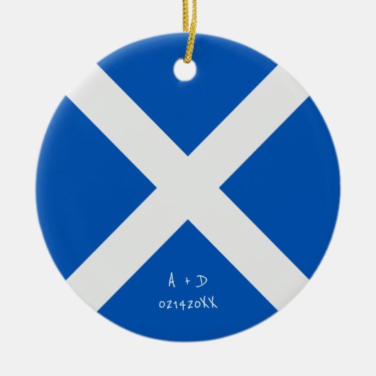 カスタムメッセージスコットランドフラグ セラミックオーナメント (正面)