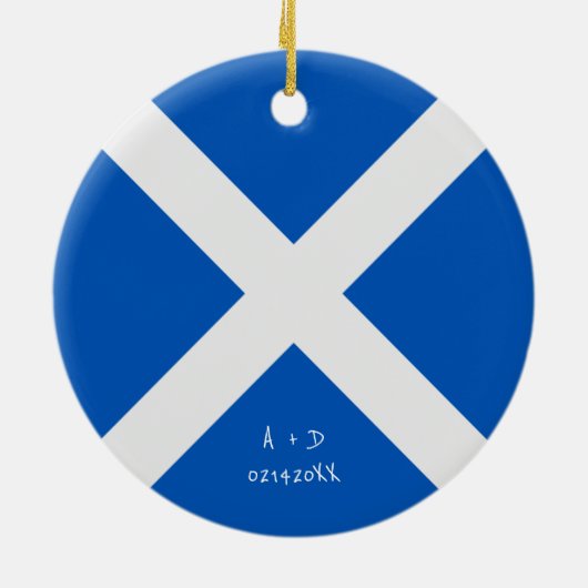カスタムメッセージスコットランドフラグ セラミックオーナメント (裏面)