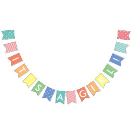 カスタムメッセージパステルレインボーIt's A Girl Banner バンティングフラッグ