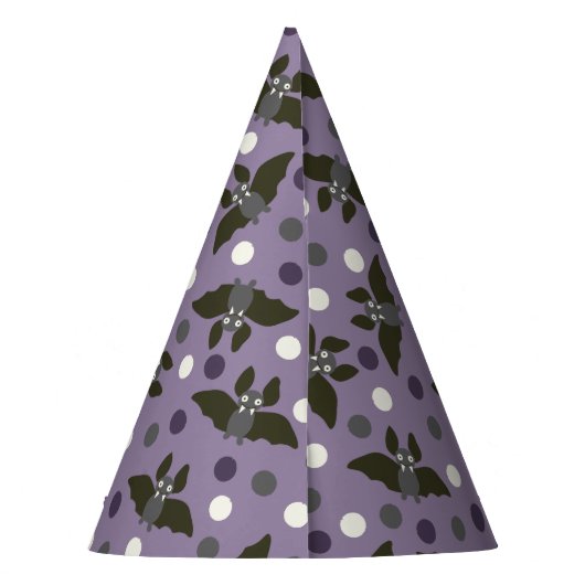 カスタムメッセージパープル、木炭グレー漫画こうもり パーティーハット (裏面)