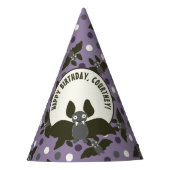 カスタムメッセージパープル、木炭グレー漫画こうもり パーティーハット (正面)