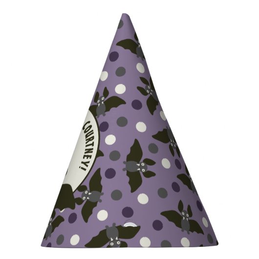 カスタムメッセージパープル、木炭グレー漫画こうもり パーティーハット (右)