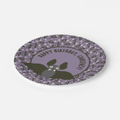 カスタムメッセージパープル、木炭グレー漫画こうもり ペーパープレート (アングル)