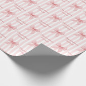 カスタムメッセージピンクコケット弓おめでとう ラッピングペーパー (角)