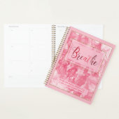 カスタムメッセージピンク渦巻き旋回と金ゴールドトリム プランナー手帳 (ディスプレー)