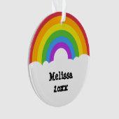 カスタムメッセージフォトレインボーと雲 オーナメント (正面)