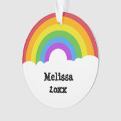 カスタムメッセージフォトレインボーと雲 オーナメント (正面)