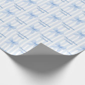 カスタムメッセージブルーコケット弓おめでとう ラッピングペーパー (角)