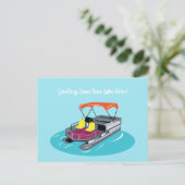 カスタムメッセージブルーポントゥーン船はがき ポストカード (スタンド正面)