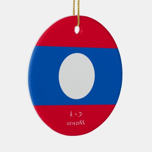 カスタムメッセージラオス国旗 セラミックオーナメント (右)