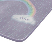 カスタムメッセージレインボーアーチ&ふわふわホワイトクラウド カッティングボード (角)