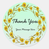 カスタムメッセージ丸ひまわり葉ステック ラウンドシール (正面)