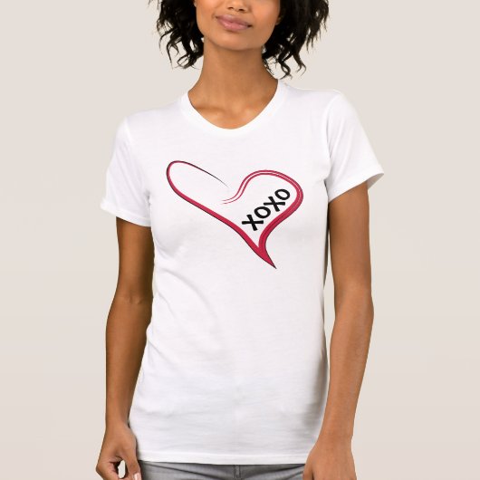 カスタムメッセージ入りハート！xoxo！ tシャツ (正面)