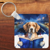 カスタムメッセージ入りビッグブックAA祈りの清らかな犬 キーホルダー (正面)