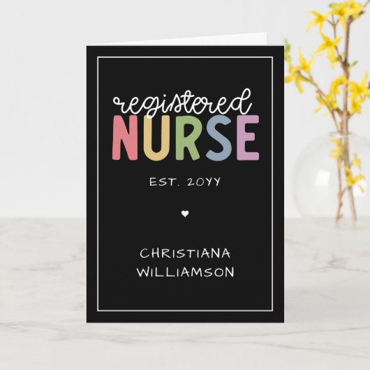 カスタムメッセージ登録ナースRN卒業 カード (黄色い花)