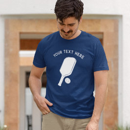 カスタムメッセージ白ピックルボールパドル グラフィック Tシャツ