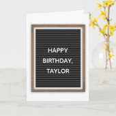 カスタムメッセージ黒感じ文字板マーキー記号 カード (黄色い花)