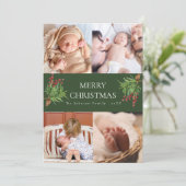カスタムメッセージ4 Photo Green Botanical Christmas シーズンカード (スタンド正面)