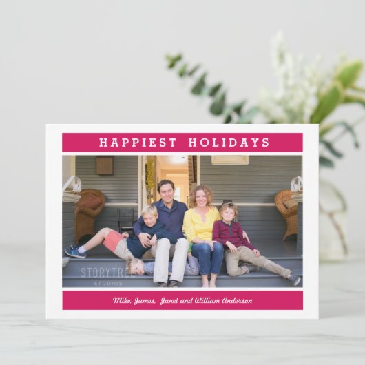 カスタムメッセージ |ピンク |クリスマスの写真 招待状 (スタンド正面)