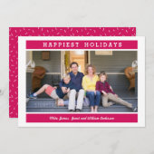 カスタムメッセージ |ピンク |クリスマスの写真 招待状 (正面/裏面)