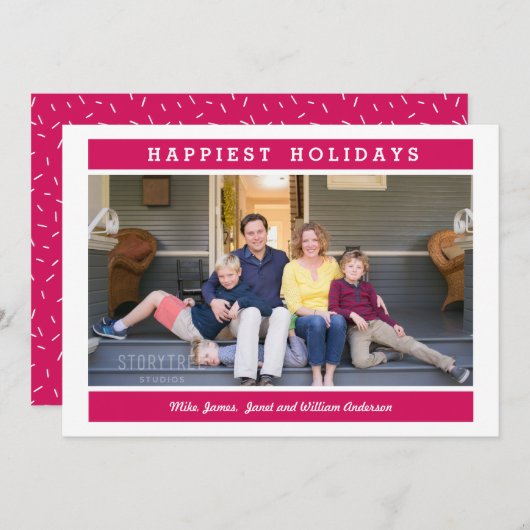 カスタムメッセージ |ピンク |クリスマスの写真 招待状 (正面/裏面)