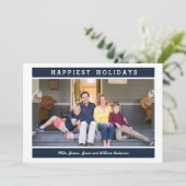 カスタムメッセージ |青 |クリスマスの写真 招待状 (スタンド正面)