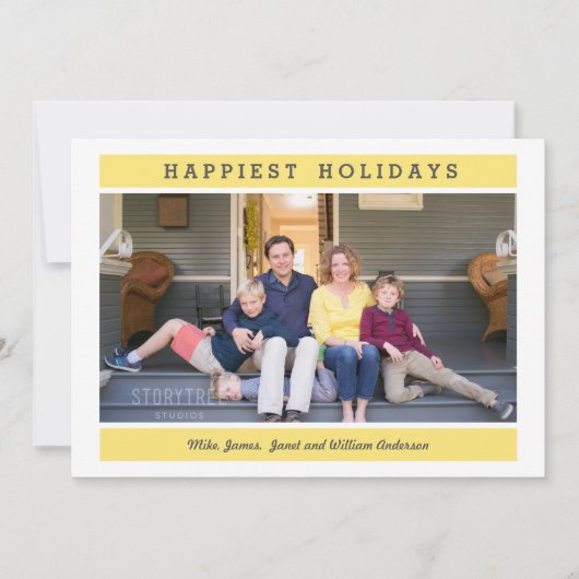 カスタムメッセージ |黄色 |クリスマスの写真 招待状 (正面)