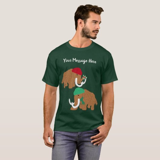 カスタムメッセージWooly Mammoths Christmas Graphic Tシャツ (正面フル)