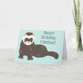 カスタムメッセーパーソナライズされたジブラウンフェレット誕生日 カード (正面)