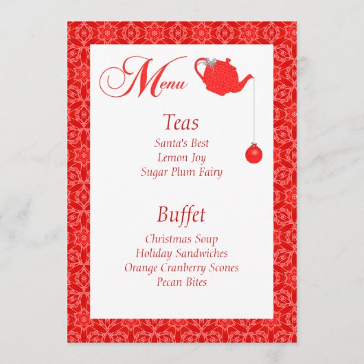 カスタムメニュー赤レースクリスマスティーパーティー メニュー (裏面)