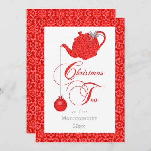 カスタムメニュー赤レースクリスマスティーパーティー メニュー (正面/裏面)