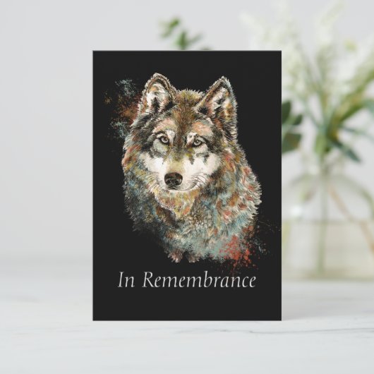 カスタムメモリアルウルフアニマルウォーター色招待状 招待状 (スタンド正面)