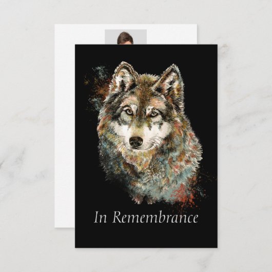 カスタムメモリアルウルフアニマルウォーター色招待状 招待状 (正面/裏面)