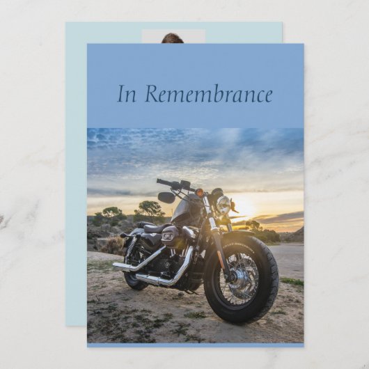 カスタムメモリアルサービスバイクバイクもしくは自転車に乗る人チョッパー 招待状 (正面/裏面)