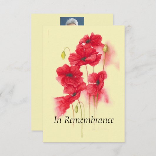 カスタムメモリアルサービスレッドポピーの花 招待状 (正面/裏面)