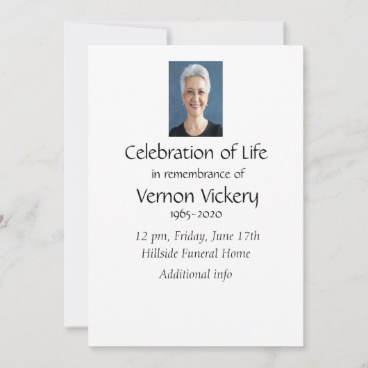 カスタムメモリアルサービスHummingbird Garden Flower 招待状 (裏面)