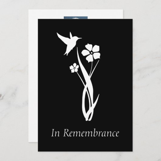 カスタムメモリアルサービスHummingbird Garden Flower 招待状 (正面/裏面)
