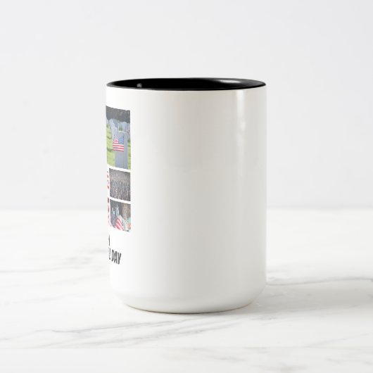 カスタムメモリアルデー8フォトコラージュ ツートーンマグカップ (中央)