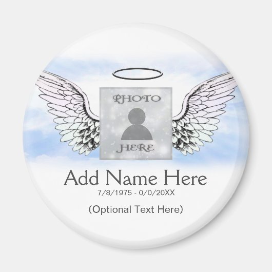 カスタムメモリアル |天使の翼と雲 マグネット (正面)