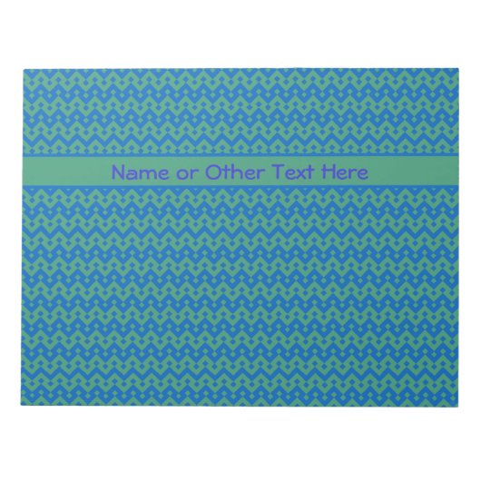 カスタムメモ帳ジョッター、エメラルドと青の幾何学的 ノートパッド (正面)